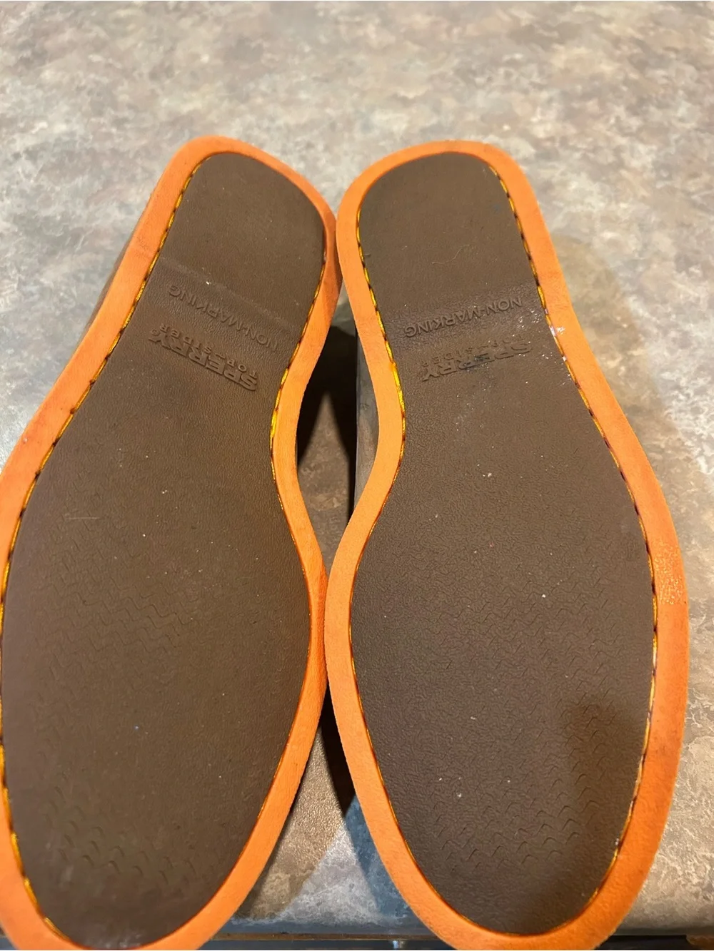 Sperry Brown Suede Men’s Top-Sider Boat Shoes with Orange Sole Size 8.